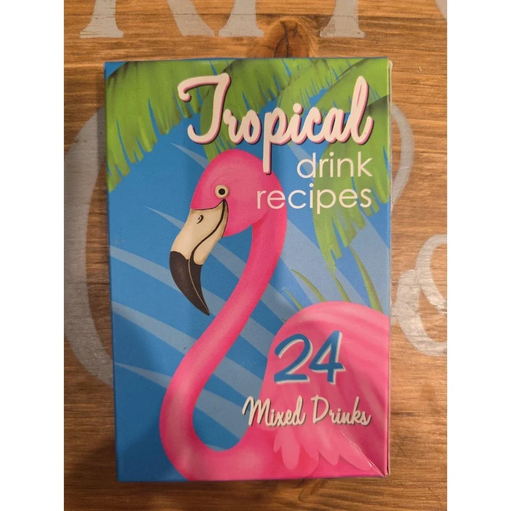 NEW Tropical Drink Recipes 24 Mixed Drinks Pink Flamingo Cards